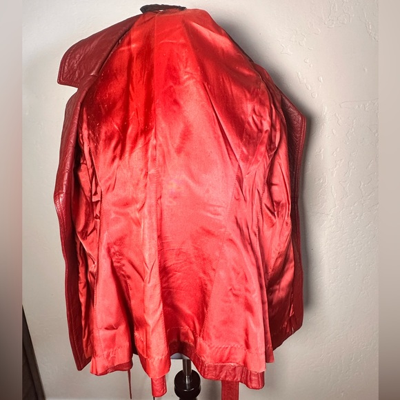 LA VAY LIMITED BURGANDY RED LEATHER JACKET size Small made in San Diego CA - Picture 15 of 16